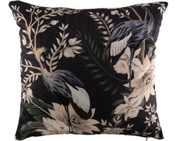 Tiseco - Kussen (gevuld) - Boog motief - Vogels - 45x45 cm, zwart
