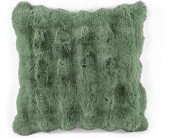 Tiseco - Kussen (gevuld) BUBBLE - imitatie konijnenbont - 45x45 cm - Groen