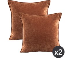 Tiseco - Kussen (gevuld) JULIEN - Woonkamer - 45x45 cm - Cognac