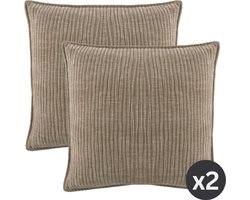 Tiseco - Kussen (gevuld) JULIETTE - Woonkamer - 45x45 cm - Taupe