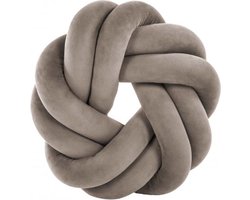Tiseco - Kussen (gevuld) KNOT - Fluweel - Knoopkussen - 30x30x7cm - Taupe