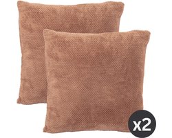 Tiseco - Kussen PIPPA (gevuld) - SET/2 - Zachte Jacquard Flanel - 45x45 cm - bruin