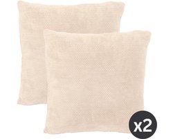 Tiseco - Kussen PIPPA (gevuld) - SET/2 - Zachte Jacquard Flanel - 45x45 cm - ivoor