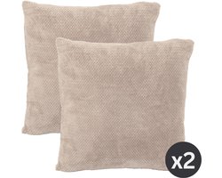 Tiseco - Kussen PIPPA (gevuld) - SET/2 - Zachte Jacquard Flanel - 45x45 cm - taupe