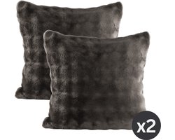 Tiseco - Kussen WAVE (gevuld) - SET/2 - fleece - 45x45 cm, grijs