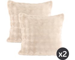 Tiseco - Kussen WAVE (gevuld) - SET/2 - fleece - 45x45 cm, ivoor