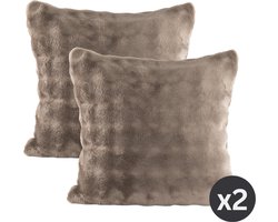 Tiseco - Kussen WAVE (gevuld) - SET/2 - fleece - 45x45 cm, taupe