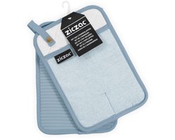 Tiseco -Pannenlappen SILO - SET/2 - siliconen,handige ophanglus, blauw