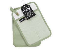 Tiseco -Pannenlappen SILO - SET/2 - siliconen,handige ophanglus, groen