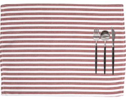 Tiseco - Placemat YINTE - SET/6 - gestreept - 33x45 cm - rechthoek - rood