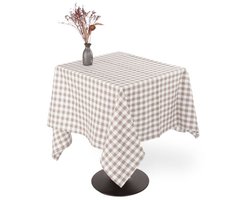 Tiseco - Tafelkleed GINGHAM - Katoen - Geblokt - 150x150 cm, taupe