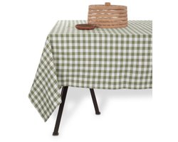 Tiseco - Tafelkleed GINGHAM - Katoen - Geblokt - 150x300 cm, olijfgroen