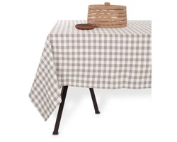Tiseco - Tafelkleed GINGHAM - Katoen - Geblokt - 150x300 cm, taupe