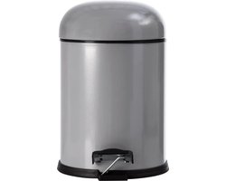 Tiss® Pedal Bin Classic Pedaalemmer - 2-delig- Ronde deksel - badkamer en toilet- 5 l - Grijs