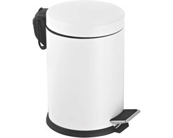Tiss® Pedal Bin Classic Pedaalemmer - badkamer en toilet - 12 L - Prullebank - Wit