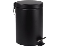 Tiss® Pedal Bin Classic Pedaalemmer - badkamer en toilet - 12 L - Prullebank - Zwart
