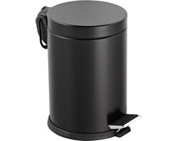 Tiss® Pedal Bin - Klassieke Pedaalemmer - 5 L - Prullebank - Zwart