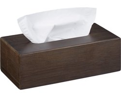 tissue box - bamboe - schuifbare bodem - 7,5x24x12 cm - donkerbruin