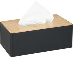 tissue box - groot - bamboe deksel - 10x26x14 cm - kunststof