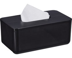 Tissue box - modern design - 1 stuk - bamboe deksel - kunststof