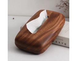 Tissue Box - Tissuebox houder - Tissue box vierkant - Vierkante plastic tissuehouder -Walnoothouten hoes - Met gepolijste afwerking -Met magneet - Voor tafelblad - Badkamer - Kantoor - Nachtkastjes