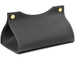 Tissue Box - Tissuedoos - Luxe doos voor Servetten - Leer - Zakdoekjeshouder - Zakdoekendoos - Tissue dispenser - Voor keuken, badkamer en slaapkamer - 20*12.5*12cm - Zwart