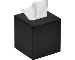 Tissue Box Vierkant PU-leer Cosmetische Tissues Box Houder voor Dressoir Badkamer Decor (zwart)