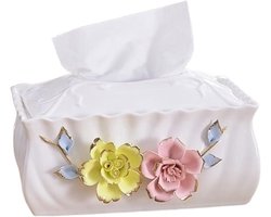 Tissue Doos Houder - Papieren Doos - Salontafel Decoratie - Handgemaakt Keramiek - 23x17x12 cm - OneColor
