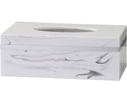 Tissue Doos Houder - Servet Rek - Huishoudelijk Gebruik - Imitatie Marmer - 22 x 12 cm - Wit Marmer