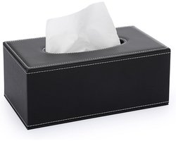 Tissuebox - Opbergdoos - Doos voor afstandsbediening - Magnetische bodem - Leer - 20x12x8,5 cm - Geschikt voor het opbergen en organiseren van tissues in restaurants, kantoren, huizen en hotelkamers - Zwart