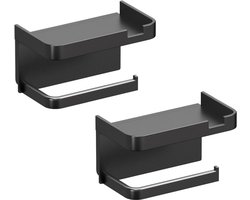 Tissuebox - tissuebox houder-Wandmontagebeugel - Schadevrije hechting - Opbergdoos --Gezichtsdoekje - gezichtshanddoek Woondecoratie voor keuken, badkamer, bureau en kaptafel (Zwart - twee stuks)