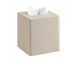 Tissuebox - Tissuehouder -Tissuedoos - PU leren tissueboxhoes vierkant - moderne tissueboxhouder - voor badkamer, slaapkamer, kantoor, bureau - decoratieve vierkante tissuehouder - beige