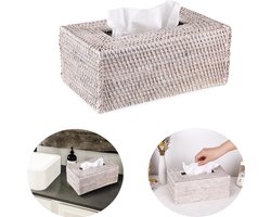 Tissuedoos - Tissue Houders - licht rotan - Tissue box - Tissuedoos - Opbergmand voor Tissues - Opbergmand voor Tissues - Bureaublad tissuebox - Vierkant - 1 papieren doos