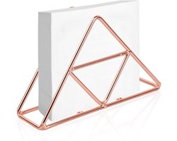 Tissuehouder - Roestvrijstalen servettenhouder - Metalen servettenhouder - Driehoekige servettenhouder - Papieren servettenhouder - Servettenhouder voor aanrecht/eettafel/picknicktafel (roségoud)