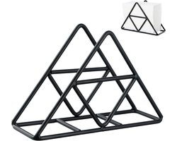 Tissuehouder - Roestvrijstalen servettenhouder - Metalen servettenhouder - Driehoekige servettenhouder - Tissuehouder - Servettenhouder voor aanrecht/eettafel/picknicktafel (zwart)