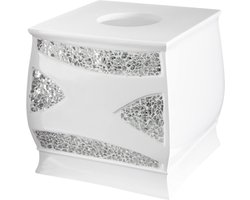 Tissuehouder Vierkant - Papieren Handdoek Dispenser - Badkamer Decoratie - Hars Materiaal - 20.3 x 20.3 x 20.3 cm - Wit