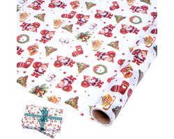Tissuepapier Rollen voor Kerst en Feestdagen - Santa Claus, Kerstboom en Klokken - Perfect voor Cadeaus en DIY Projecten 10x43cm