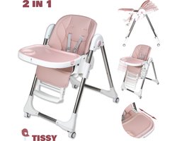 Tissy® 2 in 1 Eetstoel / Kinderstoel – Roze/Wit – Inklapbare eetstoel met speeltafel - Inklapbare Eetstoel & Babystoel Voor Aan Tafel – Kinderzetel, Peuterstoeltje en Meegroeistoel in 1 - kinderstoelen - eetstoel baby