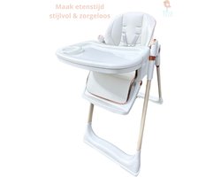 Tissy® Arvi Chair - Baby & Kinder Eetstoel - Verstelbare Kinderstoel - Inklapbaar & Hoogte Verstelbaar - Kinderzetel - Baby stoel - Peuterstoeltje en Meegroeistoel - Eetstoel baby - Wit - Beige