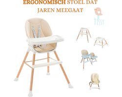 Tissy - Kinder eetstoel - Meegroei stoel - Innovatieve stoel - Ergonomisch - Veiligheidsriemen - Antislip voeten - Kinderkruk - Eetstoel - Stoel - Clikk kinderstoel - Kinderstoelen - Moderne Design Kinderstoel - Krukje - Beige kleur