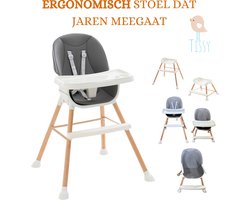 Tissy - Kinder eetstoel - Meegroei stoel - Innovatieve stoel - Ergonomisch - Veiligheidsriemen - Antislip voeten - Kinderkruk - Eetstoel - Stoel - Clikk kinderstoel - Kinderstoelen - Moderne Design Kinderstoel - Grijs