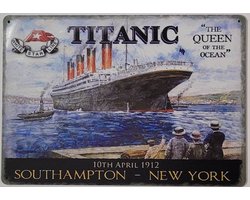 Titanic Queen of the ocean horizontaal Reclamebord van metaal METALEN-WANDBORD - MUURPLAAT - VINTAGE - RETRO - HORECA- BORD-WANDDECORATIE -TEKSTBORD - DECORATIEBORD - RECLAMEPLAAT - WANDPLAAT - NOSTALGIE -CAFE- BAR -MANCAVE- KROEG- MAN CAVE