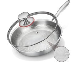 Titanium Braadpan met Deksel, Krasbestendig en Anti-aanbak voor Inductie