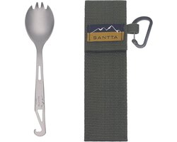 Titanium Camping Bestek Set - Spork, Lepel, Vork & Flesopener voor Outdoor Avonturen