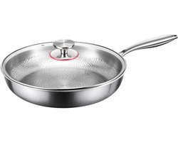 Titanium Koekenpan - Krasbestendige Pan - Gelijkmatig Koken - Gezond Antiaanbak - 26 cm Diameter - Zilverkleurig