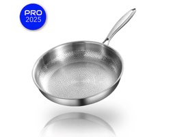 Titanium Pan Gehamerd - Gehamerde Titanium Koekenpan - PFAS Vrije Koekenpannen - Anti-Aanbak - Inductie - Ø 28cm Titaniumpan - For Kitchen Use