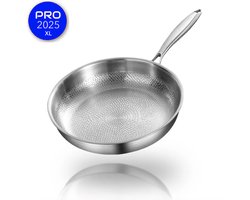 Titanium Pan Gehamerd XL - Gehamerde Titanium Koekenpan - PFAS Vrije Koekenpannen - Anti-Aanbak - Inductie - Ø 30cm Titaniumpan - For Kitchen Use