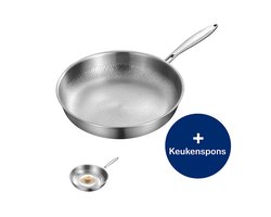 Titanium Pan – Titanium Koekenpan – Koekenpannen – PFAS-Vrij – Sterke Anti-Aanbaklaag – Inductie Geschikt – Ø 28 cm – Duurzame Koekenpan – Inclusief Keukenspons