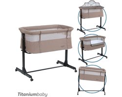 Titaniumbaby Co-Sleeper Solid Milan Lush Taupe | Dichterbij dan ooit |Slaap in stijl met onze nieuwe co-sleeper