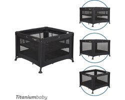 Titaniumbaby Opvouwbare box SMART Mason met verhoger 100x100 cm Black inclusief draagtas